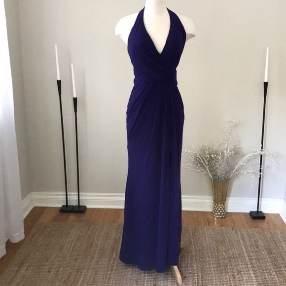 Mac Duggal Dresses & Skirts - Mac Duggal purple / blue stretchy wrap slit dress